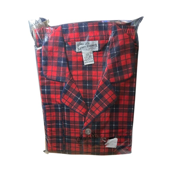 Sears Roebuck and Co Other - Vintage Sears Roebuck Since 1886 Red Plaid Flannel Pajama Set Mens Large L NIP